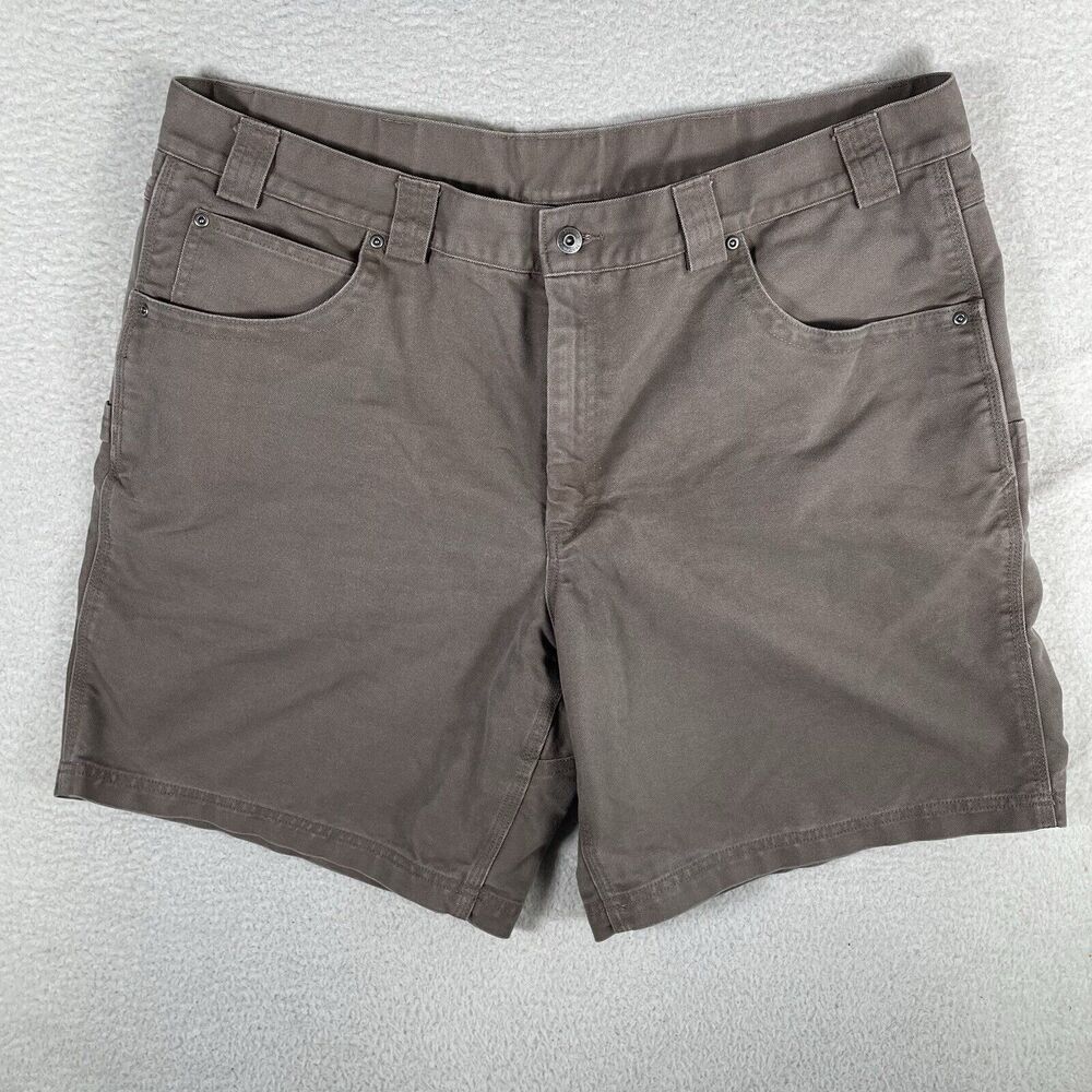 Duluth Trading Cool Dry Shorts Mens Sz 44 Brown Canvas Relaxed Utility Stretch